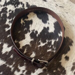 Men's Dark Brown Leather Belt with Silver Buckle